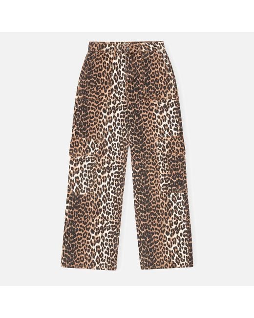 Ganni Multicolor Angi Leopard-Print Denim Jeans