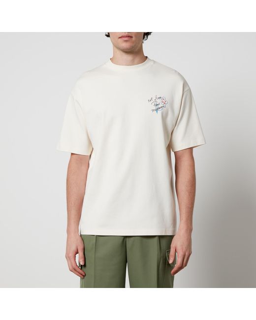 Drole de Monsieur White Le T-Shirt Slogan Esquisse Cotton-Jersey T-Shirt for men