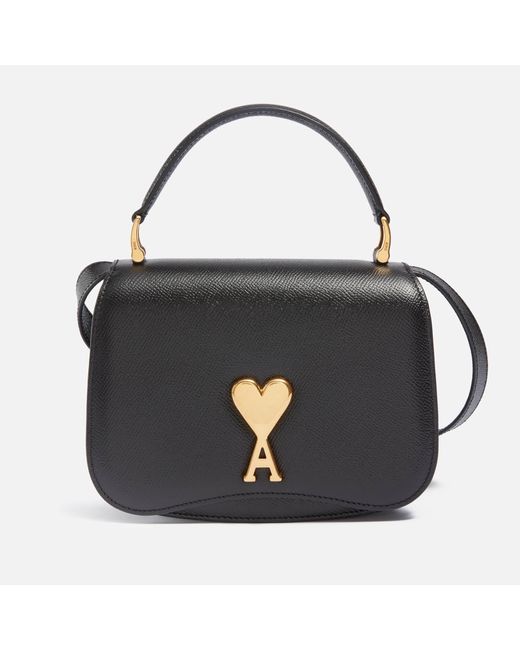 AMI Black De Coeur Mini Paris Leather Bag