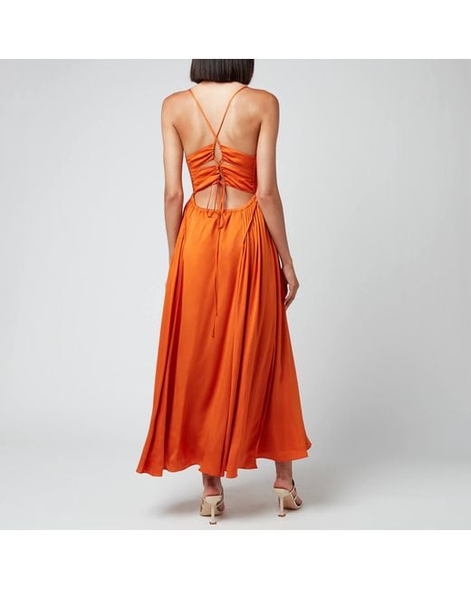burnt orange midi dress