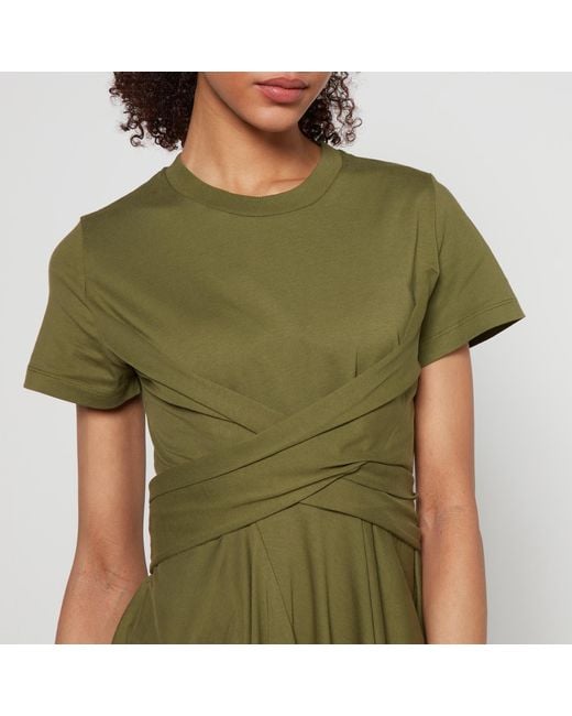 Marques'Almeida Green Cross-Waist Cotton-Jersey T-Shirt Dress