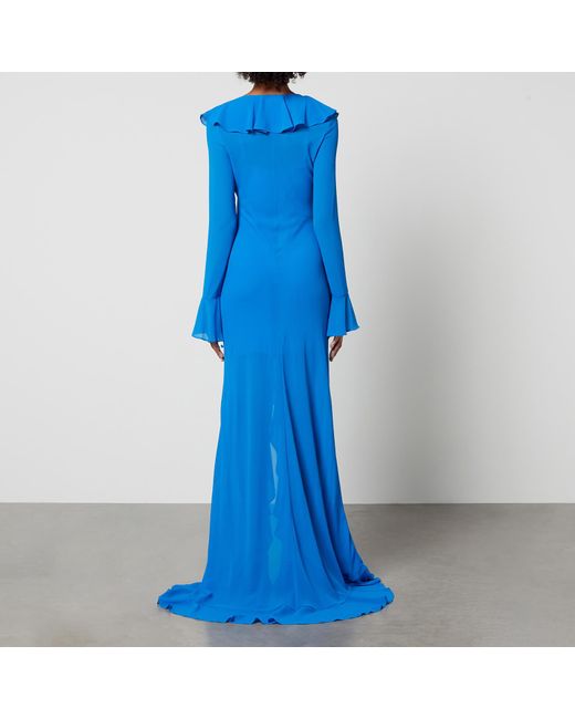 De La Vali Blue Tangerine Georgette Maxi Dress