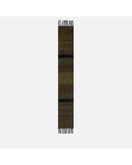 Vivienne Westwood Green 30x200 Chunky Jacquard-striped Wool Scarf