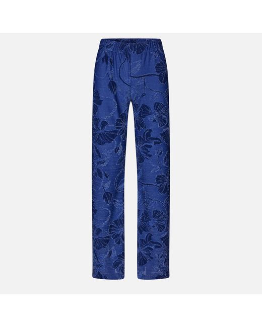 Stine Goya Blue Lurex Jersey Straight Pants