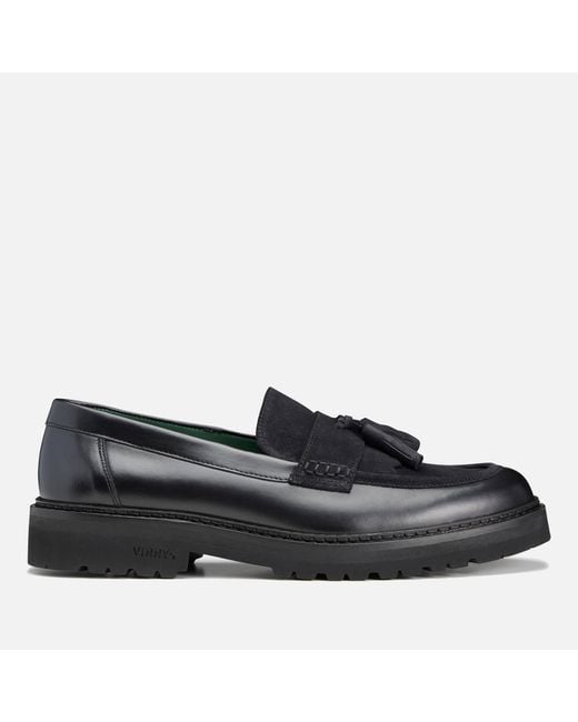 VINNY'S Black Le Club Horsebit Snaffle Leather Loafers for men