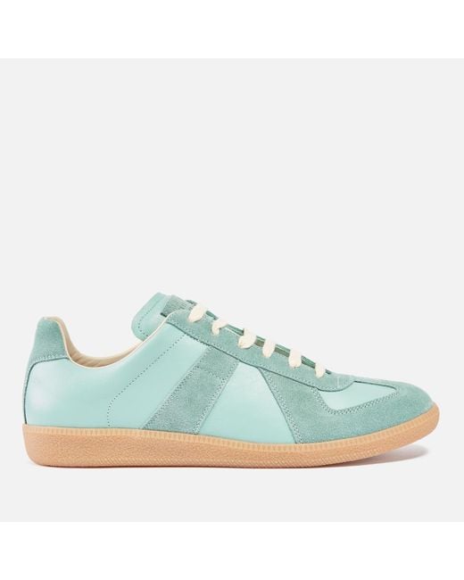Maison Margiela Blue Replica Nappa Leather And Suede Trainers for men