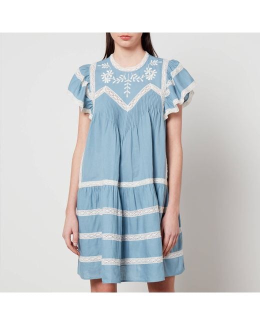 Sea Blue Kyla Linen-blend Chambray Dress