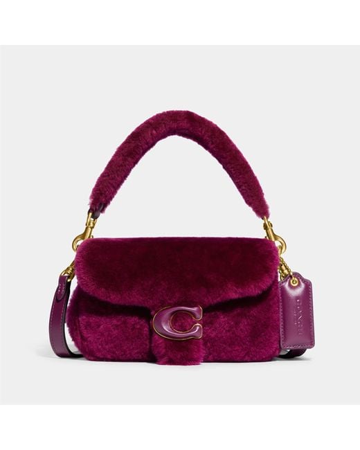 COACH Purple Pillow Tabby 18 Shearling And Leather Bag