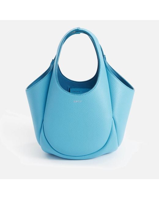 Coperni Blue Mini Swipe Pebbled Leather Bucket Bag