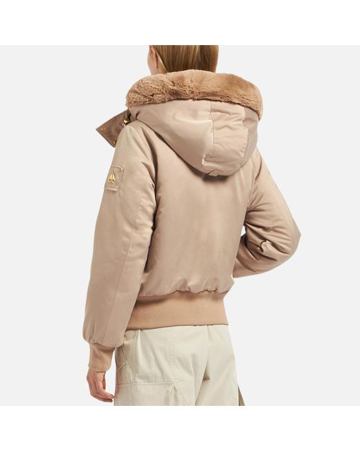 Moose Knuckles Natural Debbie Shell Faux Fur Bomber Jacket