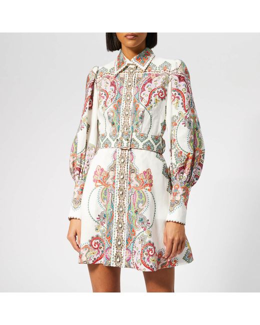 Zimmermann Paisley Print Shirt Dress in White | Lyst Australia