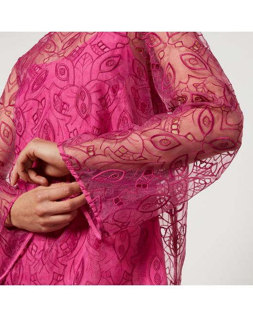 Max Mara Studio Pink Bracco Petticoat Embroidered Tulle Dress