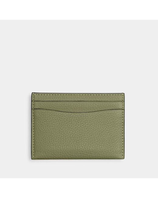 COACH Polished Pebble Essential Leather Card Case in Green Lyst