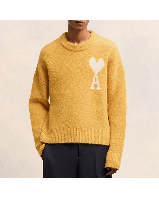 AMI Yellow Sweater With Logo for men