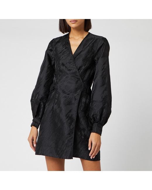 Ganni Jacquard Dress in Black | Lyst