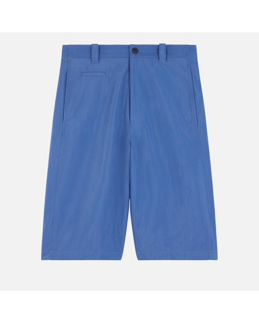 Maison Kitsuné Blue Topstitch Cotton-Blend Bermuda Shorts for men