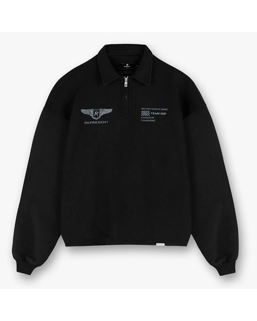 Represent Black Team Rep Cotton-Jersey Quarter-Zip Jumper for men