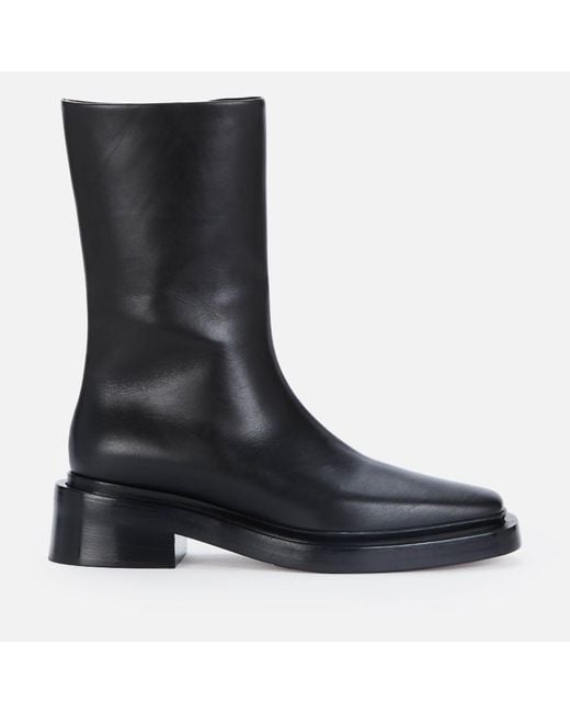 Neous Black Bosona Leather Mid Calf Boots