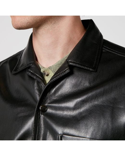 Nanushka Black Duco Faux Leather Shirt for men