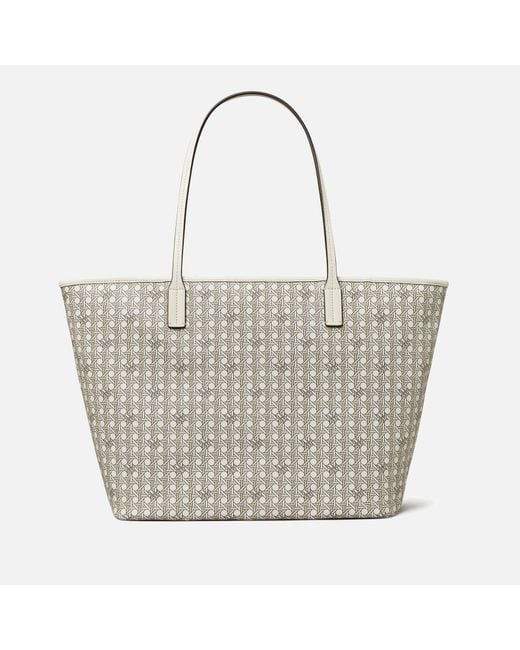 Tory Burch White Ever-ready Monogram Coated-canvas Tote Bag