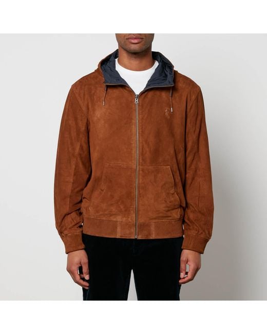 Polo Ralph Lauren Reversible Suede And Taffeta Bomber Jacket in Brown ...