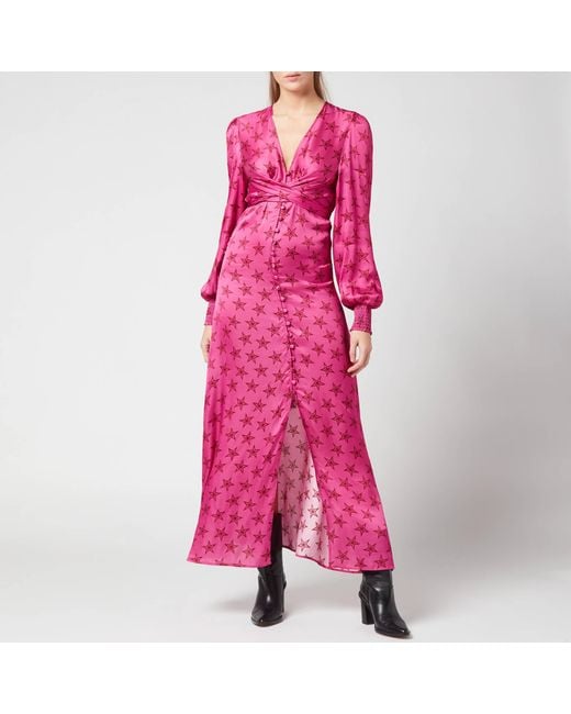 Kitri Pink Aurora Retro Star Print Maxi Dress