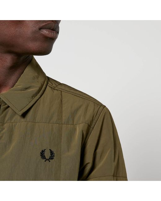 Fred Perry Green Quilted Shell Overshirt for men