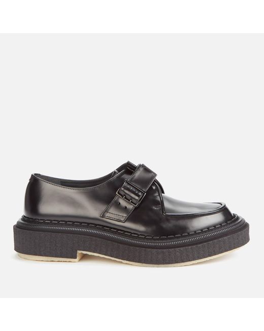 Adieu Black Type 136 Leather Crepe Sole Single Strap Monk Shoes for men