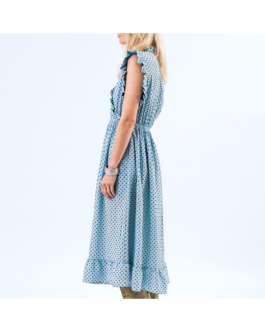 Lolly's Laundry Blue Idinall Sl Polka-Dot Midi Dress