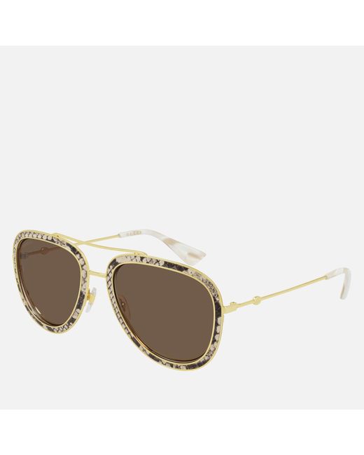 Gucci Multicolor Leather Snake Print Pilot Sunglasses