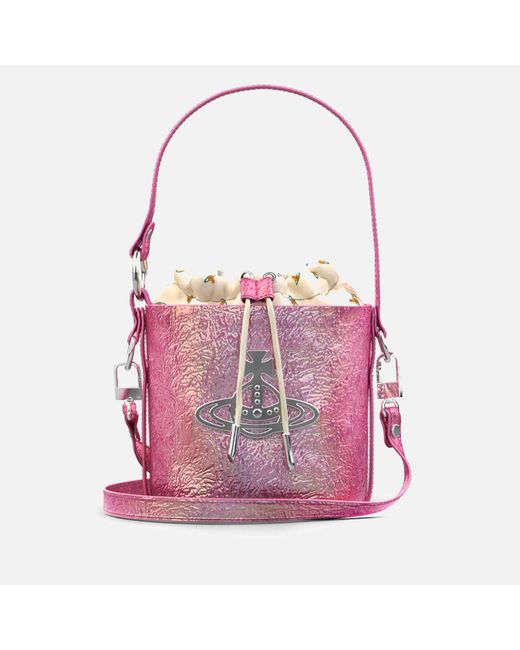 Vivienne Westwood Pink Daisy Faux Leather Drawstring Bucket Bag