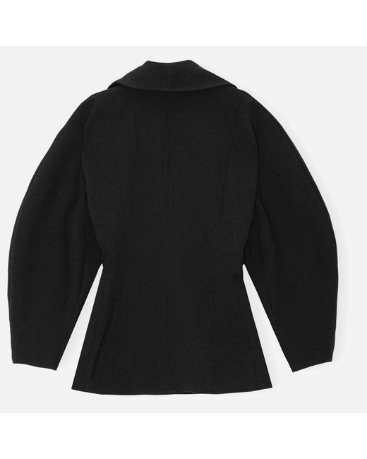 Ganni Black Bonded Crepe Curve Sleeve Jacket