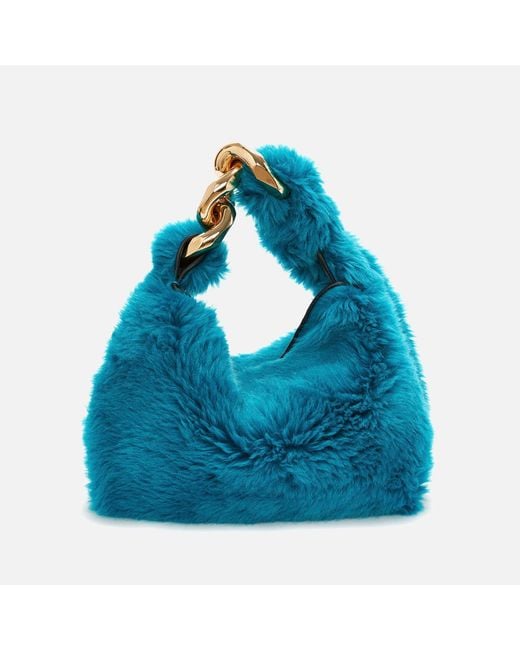 J.W. Anderson Blue Small Chain Faux Fur Tote Bag