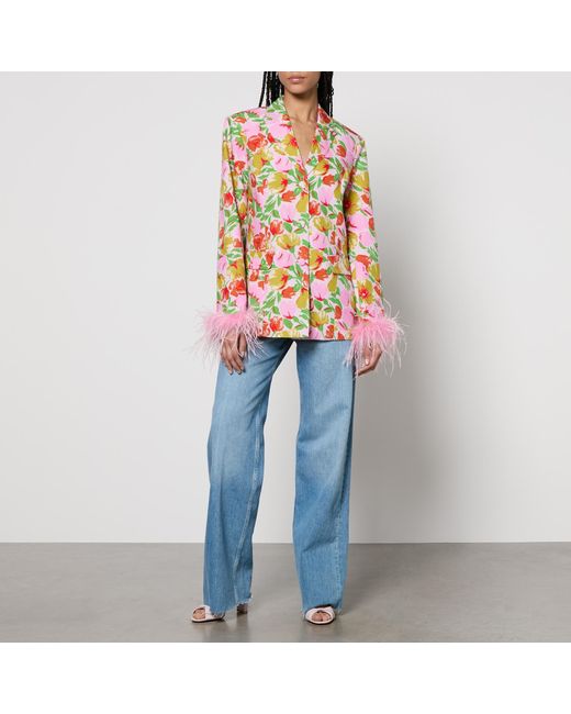 Kitri Multicolor Emilia Floral-Print Tencel And Linen-Blend Blazer