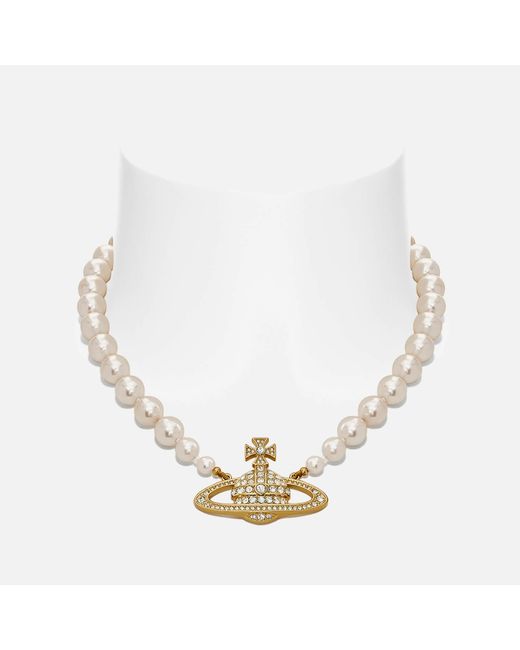 Vivienne Westwood Metallic Bas Relief Gold-tone, Faux Pearl And Crystal Choker