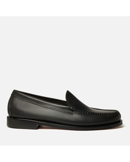 G.H.BASS Black Venetian Leather Loafers for men