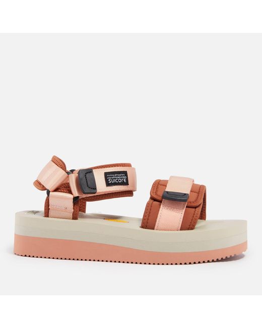 Suicoke Pink Cel-vpo Nylon Flatform Sandals