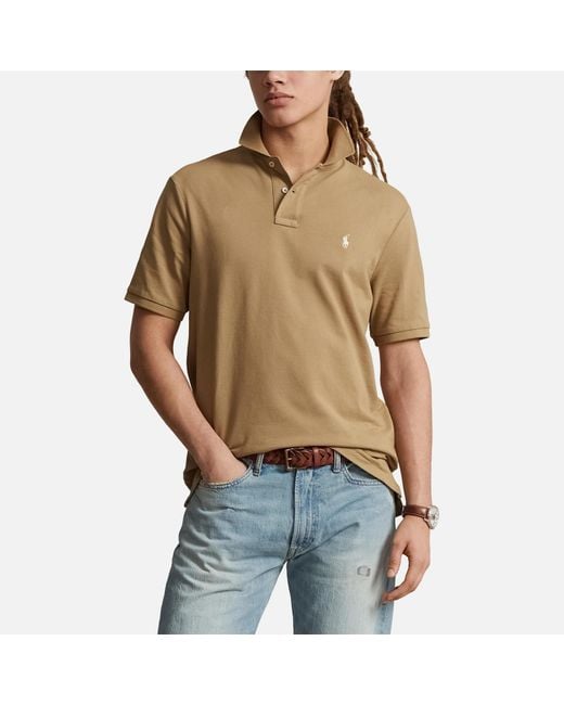 Polo Ralph Lauren Custom-Slim-Fit Poloshirt aus Piqué in Natural für Herren