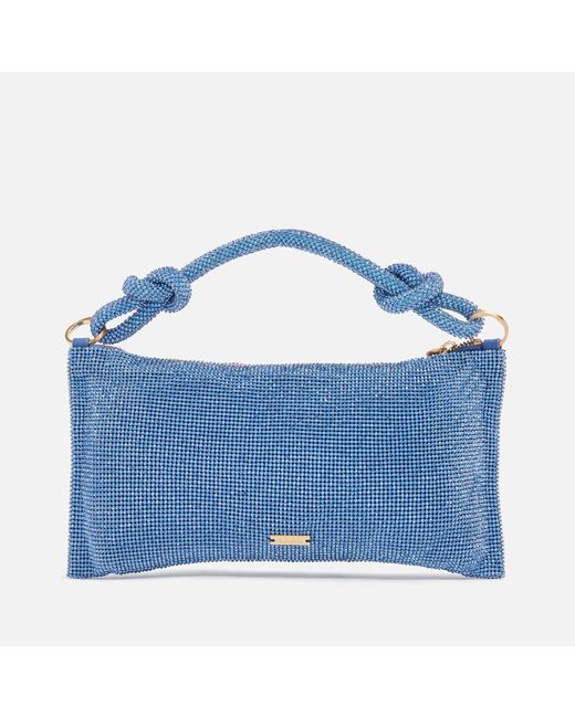 Cult Gaia Blue Nano Hera Crystal-embellished Satin Shoulder Bag