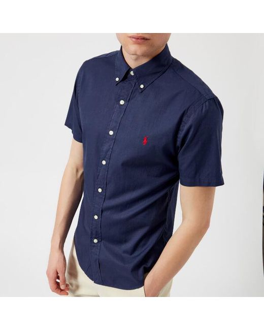 Polo Ralph Lauren Men's Short Sleeve Chino Shirt in Blue for Men | Lyst  Australia