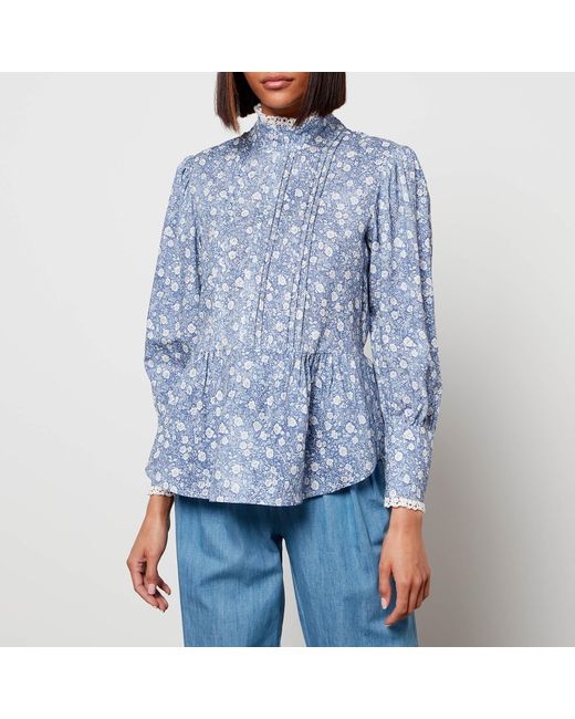 See By Chloé Blue See By Chloe High Neck Floral Blouse