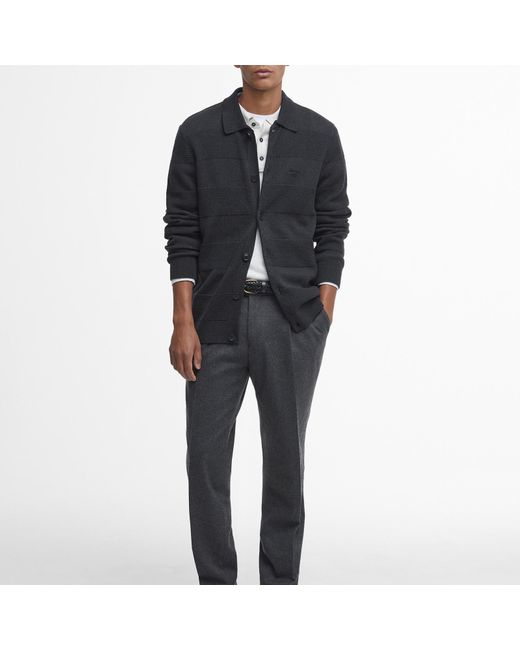Barbour Black Filley Knitted Button Down Cardigan for men