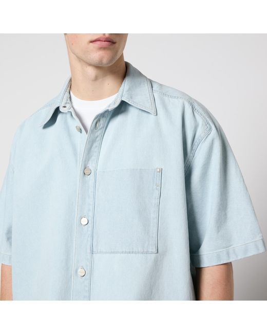 Wooyoungmi Blue Short Sleeved Cotton-Denim Shirt for men