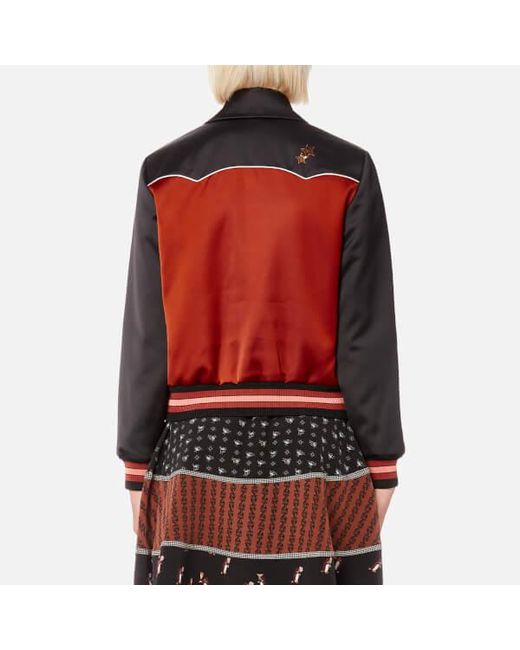 Lyst Coach Women S Shrunken Varsity Jacket In Brown Coach Brown Women S Shrunken Varsity Jacket