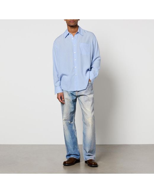 Our Legacy Blue Above Striped Tencel Button-Down Shirt for men