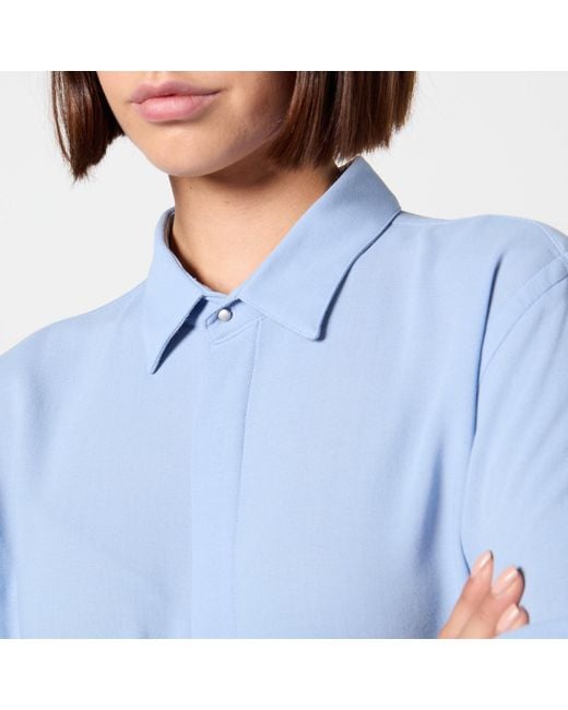 AMI Blue Classic Wool-Blend Shirt