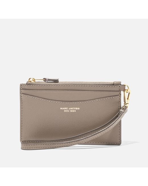 Marc Jacobs Gray The Top Zip Wristlet Leather Wallet