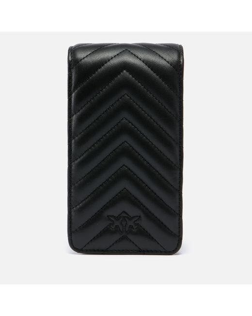 Pinko Black Love One Smart Chevron Leather Phone Bag