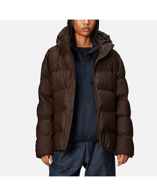 Rains Brown Alta Coated Shell Puffer Jacket