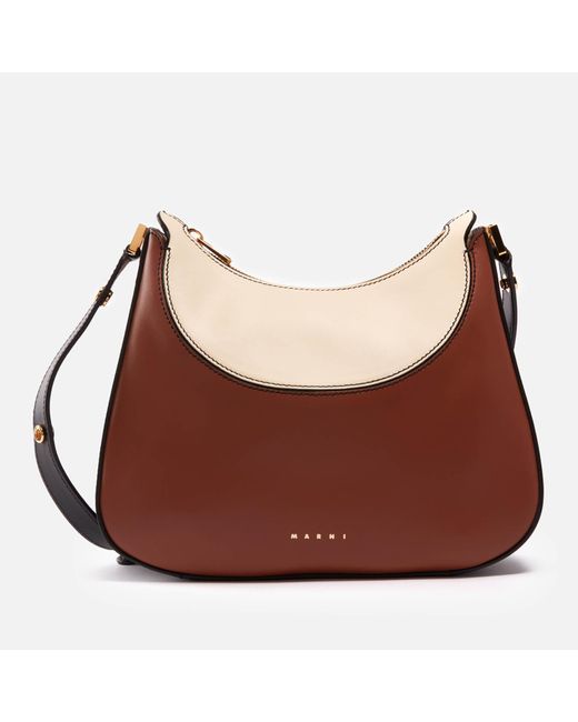 Marni Brown Small Colour-block Leather Tote Bag
